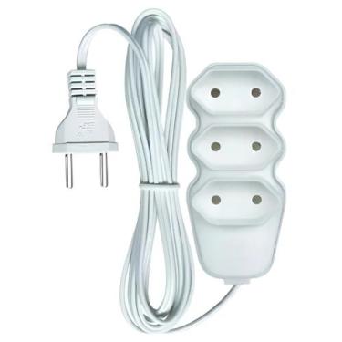 Imagem de Extensão Elétrica 3 Tomadas 2 Pinos 10A 1,5 Metros Branco Megatron