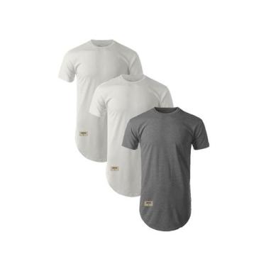 Imagem de Kit de Camisetas Longline Belgica Grafite Branca e Branca - Di Nuevo, 