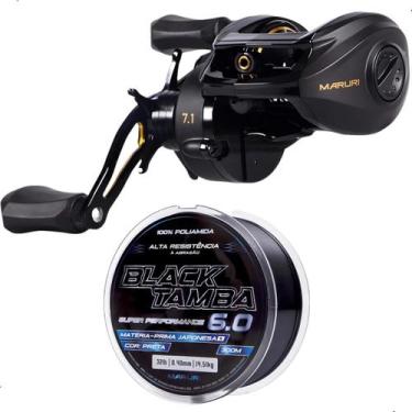 Imagem de Kit Carretilha Maruri Black Tamba Pro 11 Rolamentos Linha Mono Black T