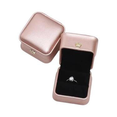 Imagem de Caixa De Joias De Moda Em PU Rosa Dourado, Azul Marinho, Verde E Branc