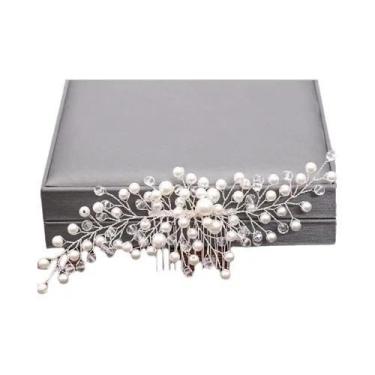 Imagem de Pentes De Cabelo De Noiva Com Pérolas Prateadas E Strass, Acessórios D