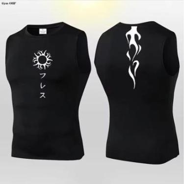 Imagem de Camiseta Regata Compressão Academia Treino Justa Chamas Arte Gótica Punk Abstract-Unissex