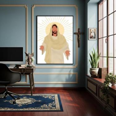 Imagem de Quadro Decorativo Desenho De Jesus Cristo - 70X50Cm - Quadros On-Line