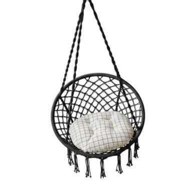 Imagem de Cadeira Rede Suspensa Balanço Almofada Confortavel Sacada Varanda Jard