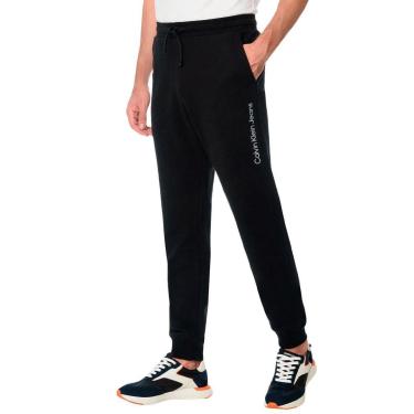 Imagem de Calça Calvin Klein Jeans Masculina Moletom Side New Logo Preta-Masculino