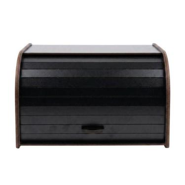 Imagem de Porta Pães Preto Cesto de Pão Black Bolacha Organização Tampa Retrátil