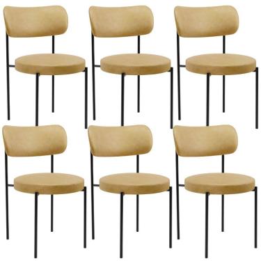 Imagem de Kit 06 Cadeiras Estofadas Para Sala De Jantar Louise L02 Couríssimo Fend - Lyam Decor