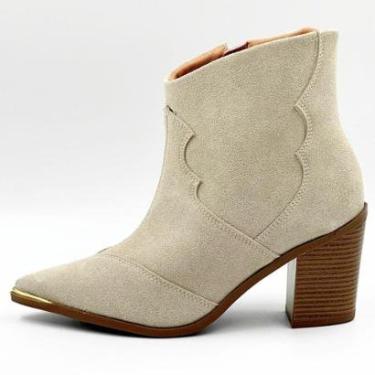 Imagem de Bota Vizzano Western em Camurça Cano Curto Salto Alto Feminina-Feminino