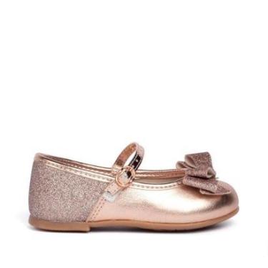 Imagem de Sapato Infantil Molekinha Metalizado com Glitter Ouro Rosado-Feminino