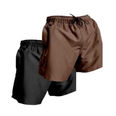 Imagem de Kit 2 Short Tactel Masculino Praia Liso com Bolsos Cós Elástico Ajustável-Masculino