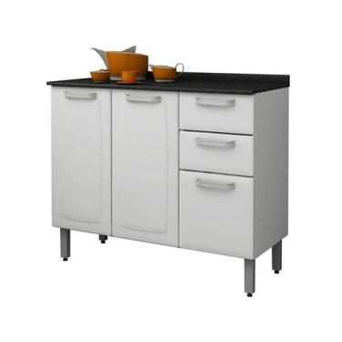 Imagem de Balcão Itatiaia Luce 3 Portas 2 Gavetas, Branco