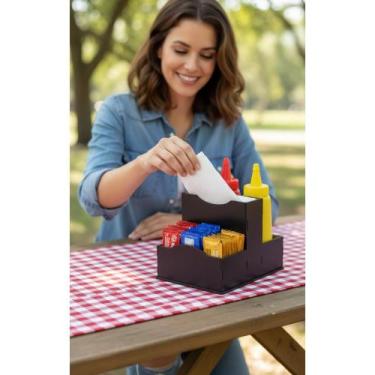 Imagem de Porta Guardanapo MDF 10 Unid. Preto P/ Lanchonete e Restaura - Congrat