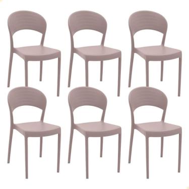 Imagem de Kit 6 Cadeiras Tramontina Sissi Em Polipropileno E Fibra De Vidro Fechada Camurça 92046421