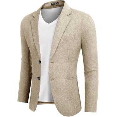 Imagem de COOFANDY Blazer masculino casual com dois botões jaqueta esportiva leve, Cáqui claro, GG