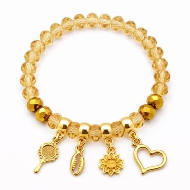 Imagem de Pulseira Amuletos Cristal Orixá Oxum Proteção Espiritual Ouro - Balaio