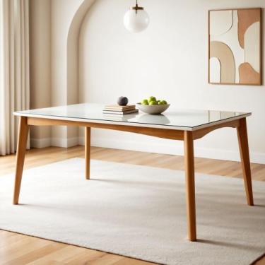 Imagem de Mesa de Jantar para 6 Lugares 160cmx90cm Monalisa em Madeira Maciça - 