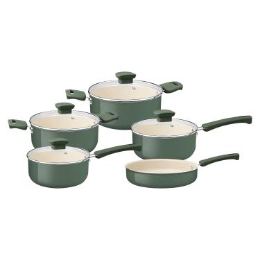 Imagem de Jogo de Panelas Tramontina Veronese Alumínio Reciclado Revestimento Cerâmico 5 Peças Verde