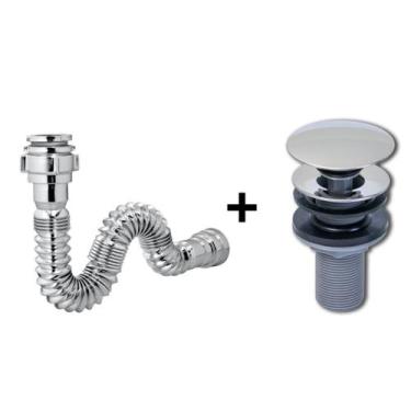 Imagem de Kit Lopazzi Válvula + Sifão Inox para Pia Lavatório Banheiro Cozinha C