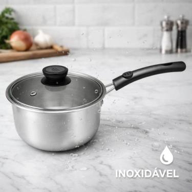 Imagem de Panela De Leite Inox 18 Cm Com Tampa De Vidro - Ofertaher