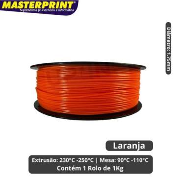 Imagem de Filamento 3D - ABS Premium Laranja Rolo 1KG (1.75mm) - Masterprint