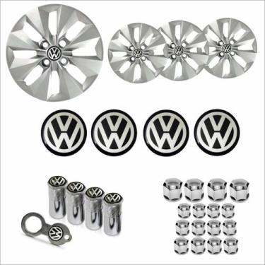 Imagem de Jogo Calota Aro 14 Gol Voyage G5 G6 2013 + Emblema Resinado + Tampa Ve