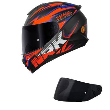 Imagem de Capacete Norisk Razor Ghost Preto e Laranja Fosco Mais Viseira Fumê Ta