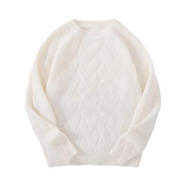 Imagem de Suéter Masculino De Manga Longa Com Gola Redonda Estilo Japonês Para C