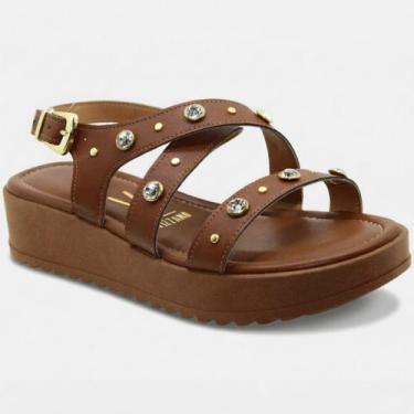 Imagem de Papete Vizzano Anabela Apliques Feminina - Marrom Escuro - 36, 36