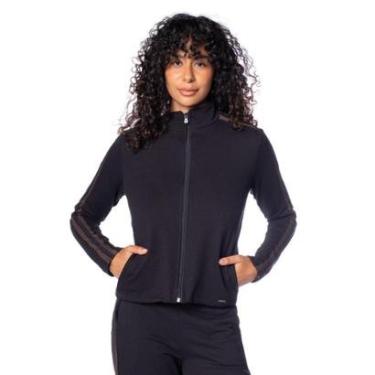 Imagem de Jaqueta Feminina Olho Fatal Moletom com Listras Preto/marrom-Feminino