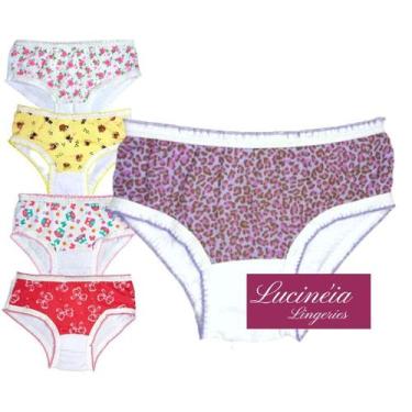 Imagem de calcinha infantil de criança com Forro, Estampas Variadas kit com 10 p