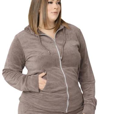 Imagem de Blusa Feminina Aveludada Plush Capuz Bolso Outono Inverno Frio - Resta