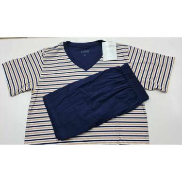 Imagem de Pijama Adulto Masculino Curto Lupo 28021 Listrado Algodão., XG, Azul l