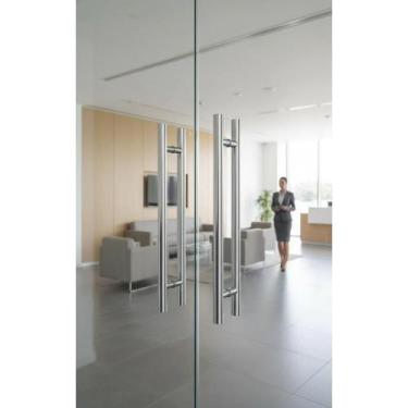 Imagem de Puxador Porta Pivotante Aço Inox Escovado 60cm H Prata - Congratulatio