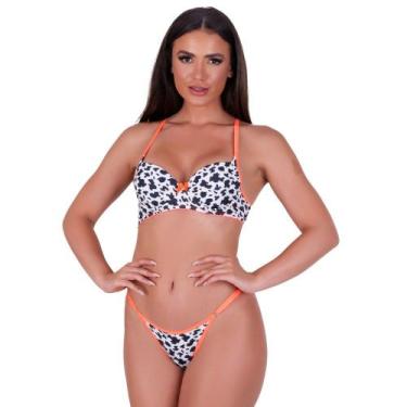 Imagem de Conjunto de Lingerie com Bojo Onça e Vaquinha Animal Print Raissa - NA