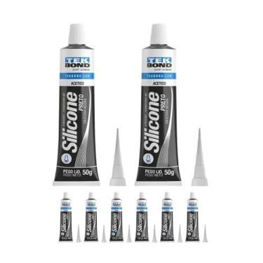 Imagem de Kit 8 Adesivo Silicone Acetico Preto Alta Temp 50g Tekbond - Tek Bond
