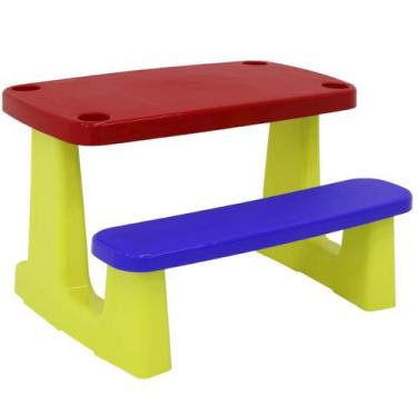 Imagem de Mesinha Infantil com Banco Tramontina Escolar Mesa Atividades Brincar 