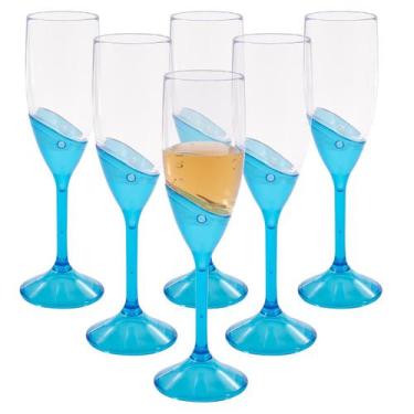 Imagem de Kit 6 Taças De Champanhe 180ml Jogo Em Acrílico Sem BPA Para Servir Ch