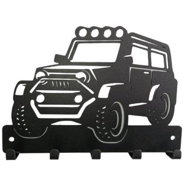 Imagem de Porta Chaves Jeep  22x15 cm Preto Lixa - Artístic Laser 