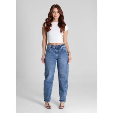 Imagem de Calça Feminina Jeans Barrel Sawary Premium Original Cintura Alta 28156
