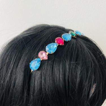 Imagem de Tiara Dourada com Gotas Coloridas - Pistache Acessórios, Azul