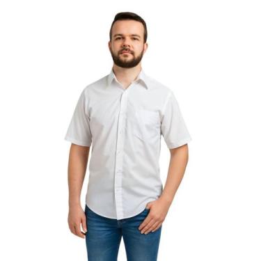 Imagem de Camisa Masculina Social Manga Curta Plus Size - Repelique, Branco, G4