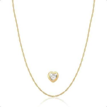 Imagem de Cordão Ouro 18k 40cm Ponto de Luz Coração - Dreamfactoryjóias