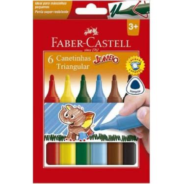 Imagem de Canetinha Hidrográfica JUMBO Triang 06Cores - Faber Castell - Faber-Ca