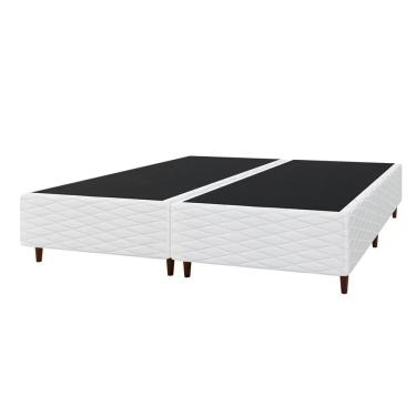 Imagem de Base Box Queen New Itália Estrutura em Madeira Bipartida Branco Umaflex Colchões