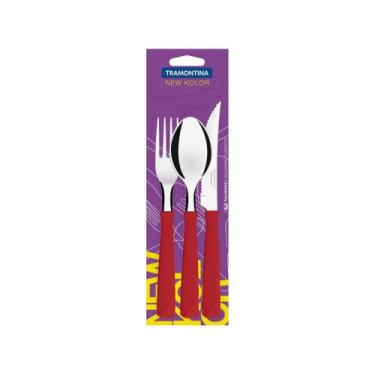 Imagem de Faqueiro Tramontina Inox New Kolor 3 Peças, Vermelho