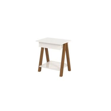Imagem de Mesa Lateral Old 1 Gaveta Off White Amêndoa Tebarrot