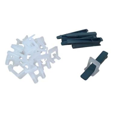 Imagem de Kit 1000 Niveladores 2mm + 100 Cunhas Slim Assentar Nivelar - GENERICA