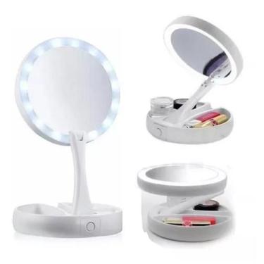 Imagem de Espelho De Luz Led Dobrável Aumenta 10x Maquiagem Portátil - MINYMIX
