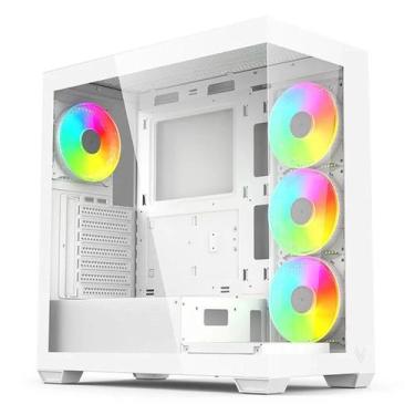 Imagem de Gabinete gamer mid tower hi level com 4 fans sem fonte lv510wh branco