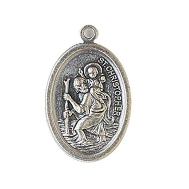 Imagem de Lote de 4 pingentes de medalha de proteção em tom de prata São Cristóvão de 2,5 cm, não aplicável, Na